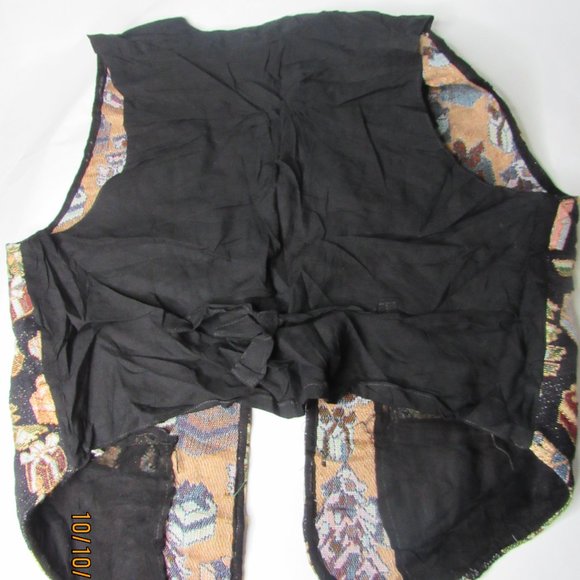 Vtg MLNY Christmas Vest Womens Lg Christmas Tree Button Up Black Retro Unique - Picture 7 of 7